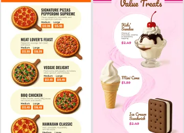 pizza ice cream menu